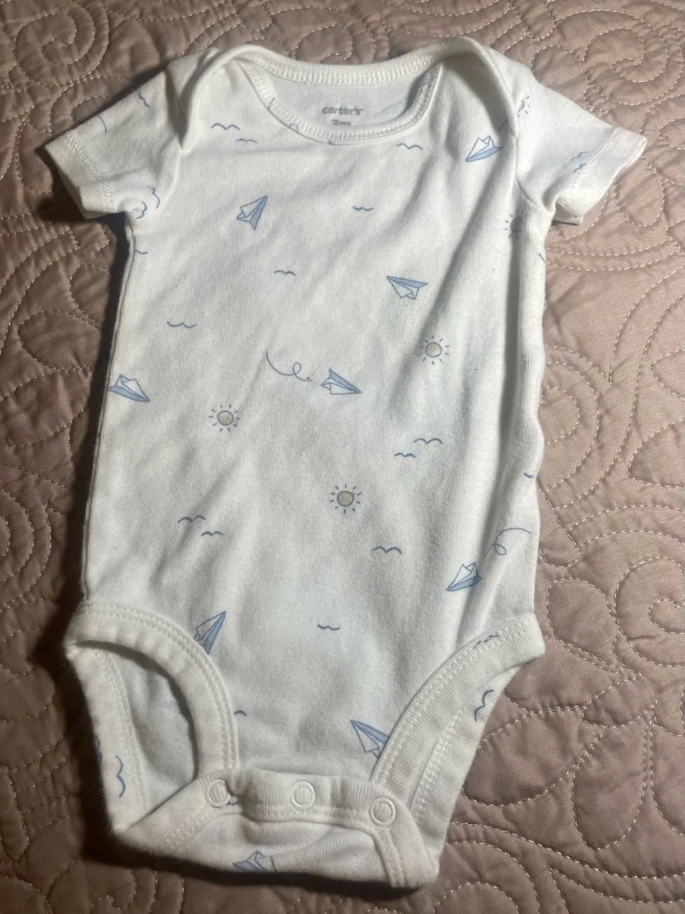 2c Carter's Baby Bodysuit 5pc lot 0-3M Cotton Short Sleeve Tagless